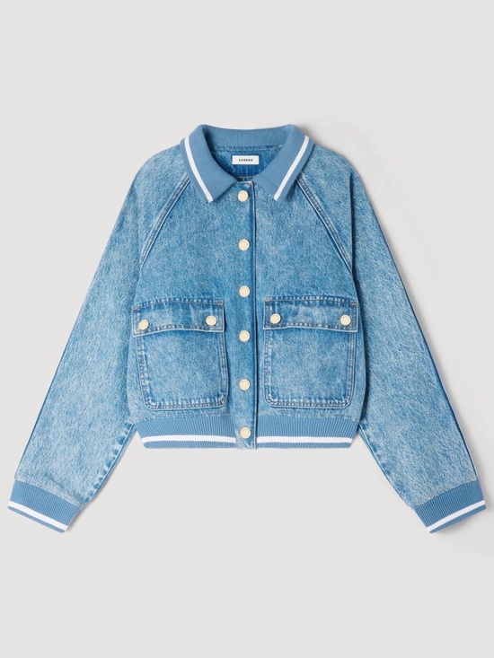 Sandro Jackets & Blazers - Sandro Light Blue Denim Bomber Jacket